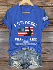 Women's A True Patriot R.I.P Charlie Kirk V-Neck Tee