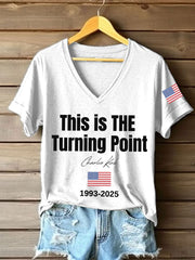 Women's This Is The Turning Point Print V-Neck T-Shirt