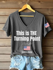 Women's This Is The Turning Point Print V-Neck T-Shirt