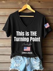 Women's This Is The Turning Point Print V-Neck T-Shirt
