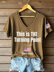 Women's This Is The Turning Point Print V-Neck T-Shirt