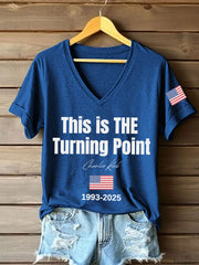 Women's This Is The Turning Point Print V-Neck T-Shirt