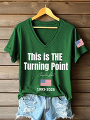 Women's This Is The Turning Point Print V-Neck T-Shirt
