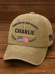 Unisex Forever In Our Hearts Charlie Kirk A True Patriot R.I.P Charlie Kirk Hat