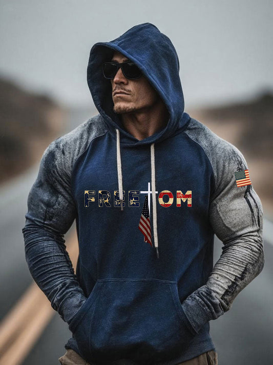 Men's Freedom Printed Casual Hoodie