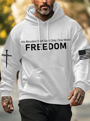 Men's Freedom Printed Oversized Drop-Shoulder Hoodie with Pockets