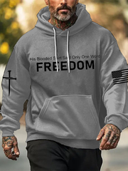 Men's Freedom Printed Oversized Drop-Shoulder Hoodie with Pockets