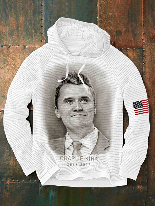 Men's A True Patriot R.I.P Charlie Kirk Waffle Hoodie