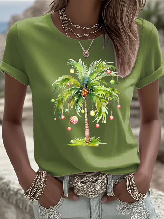 Women's Tropical Palm Christmas Tree T-shirt