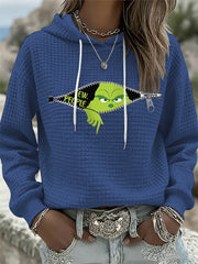 Women's Funny Christmas EW People Print Waffle Sweater