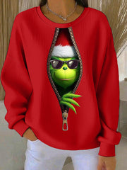 Women's Funny Classic Christmas Cartoon Character Print Casual Sweatshirt