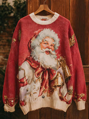 Women's Vintage Christmas Santa Claus Print Sweatshirt
