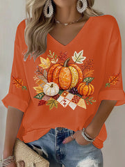 Women's Thanksgiving Print Casual T-shirt