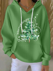 Women's Christmas Tree Print Casual Hoodie