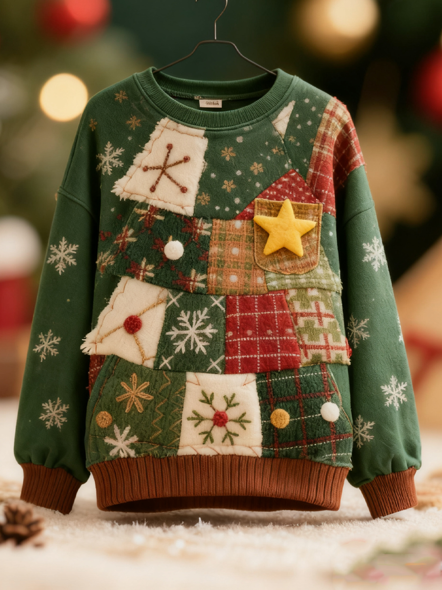 Women's Christmas tree print Regular Sweatshirt