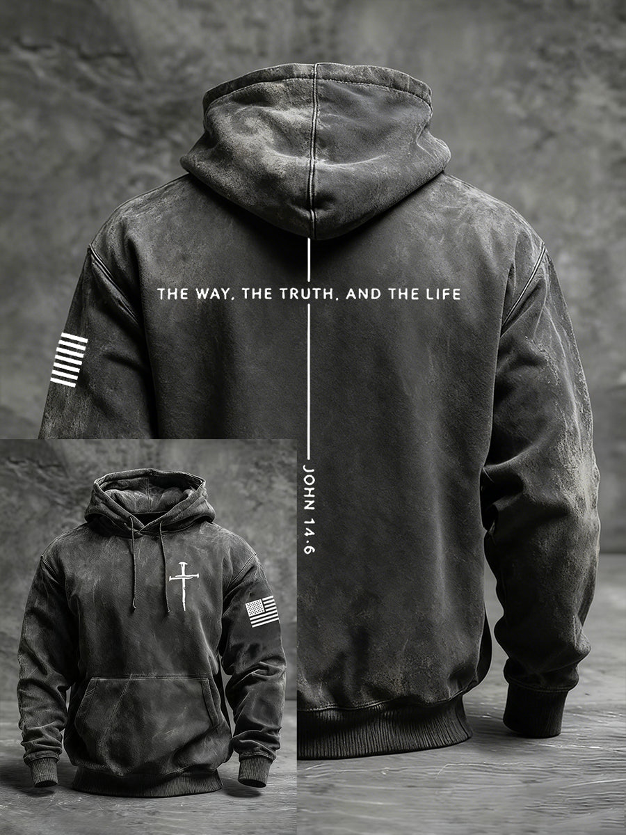 Men's Jesus The Way The Truth The Life Cross Hoodie with Pockets