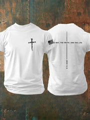 Men's Jesus The Way The Truth The Life John 14:6 Christian Cross Short Sleeve T-shirt