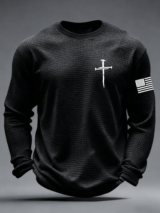 Men's Jesus The Way The Truth The Life Cross  Waffle Long Sleeve T-Shirt