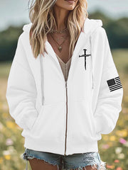Women's Jesus The Way The Truth The Life John 14:6 Christian Cross Zip-Up Hoodie