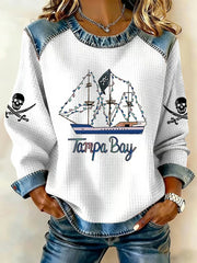 Women's Gasparilla Pirate Festival Denim Patchwork Sweatshirt