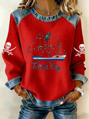 Women's Gasparilla Pirate Festival Denim Patchwork Sweatshirt