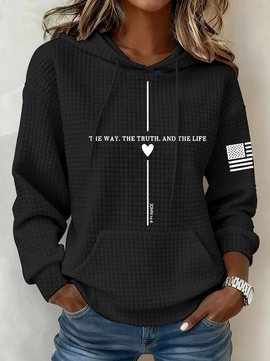 Women's The Way And The Truth And The Life  John 14:6 Small Checkered Hoodie