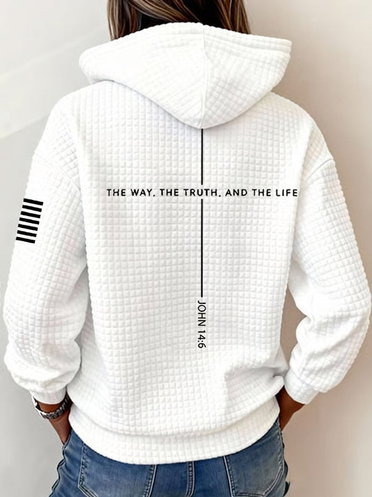 Women's The Way And The Truth And The Life John 14:6 Small Checkered Hoodie