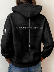 Women's The Way And The Truth And The Life John 14:6 Small Checkered Hoodie