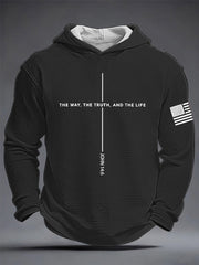 Men's Jesus The Way The Truth The Life Cross Waffle Hooded Sweatshirt