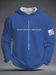 Men's Jesus The Way The Truth The Life Cross Waffle Hooded Sweatshirt