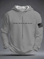 Men's Jesus The Way The Truth The Life Cross Waffle Hooded Sweatshirt