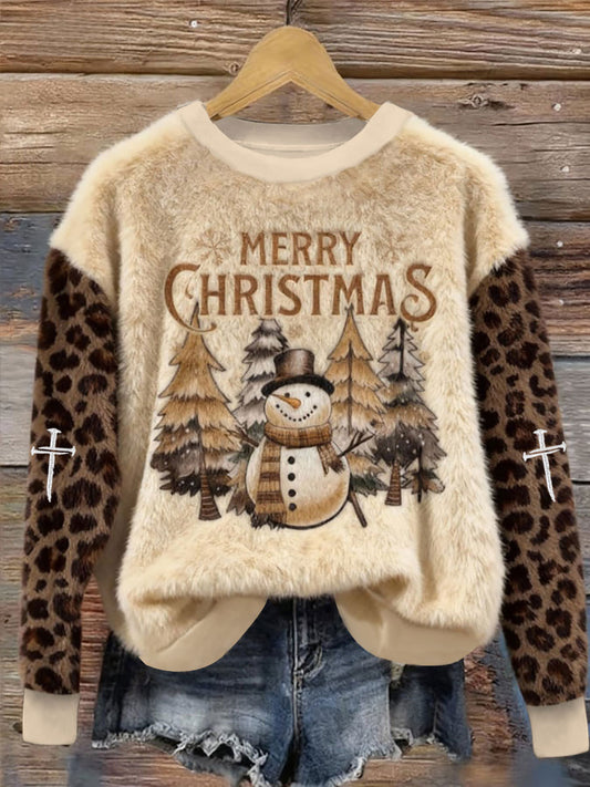Women's Christmas Cross Print Casual Top