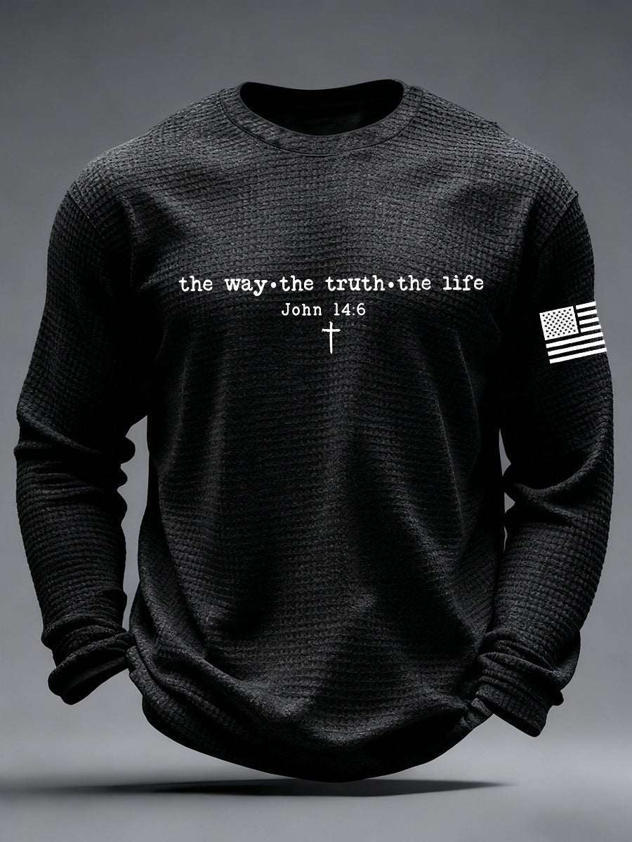 Men's The Way The Truth & The Life John 14:6 Waffle Long Sleeve T-Shirt