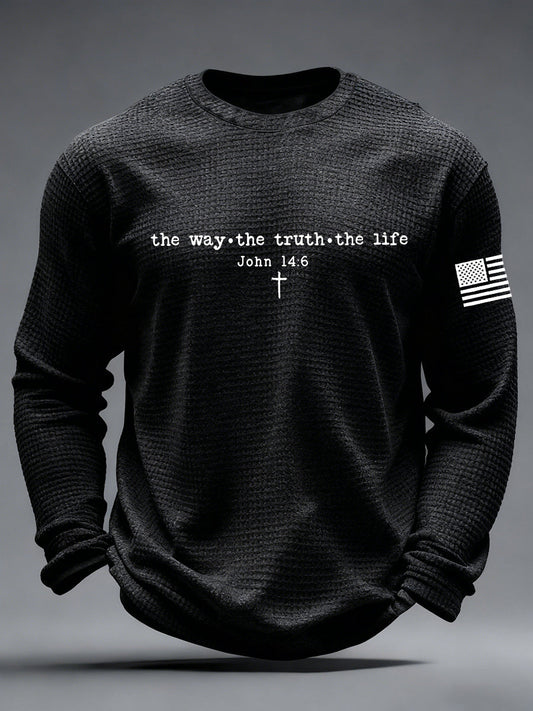 Men's The Way The Truth & The Life John 14:6 Waffle Long Sleeve T-Shirt