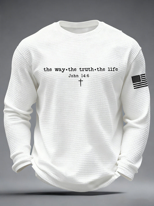 Men's The Way The Truth & The Life John 14:6 Waffle Long Sleeve T-Shirt