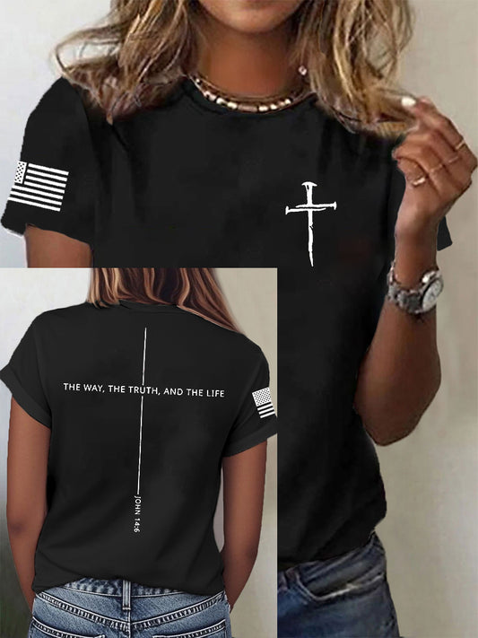 Women's The Way The Truth & The Life John 14:6 Cross Short Sleeve T-Shirt