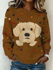 Women's Cute Dog Print Casual Sweater