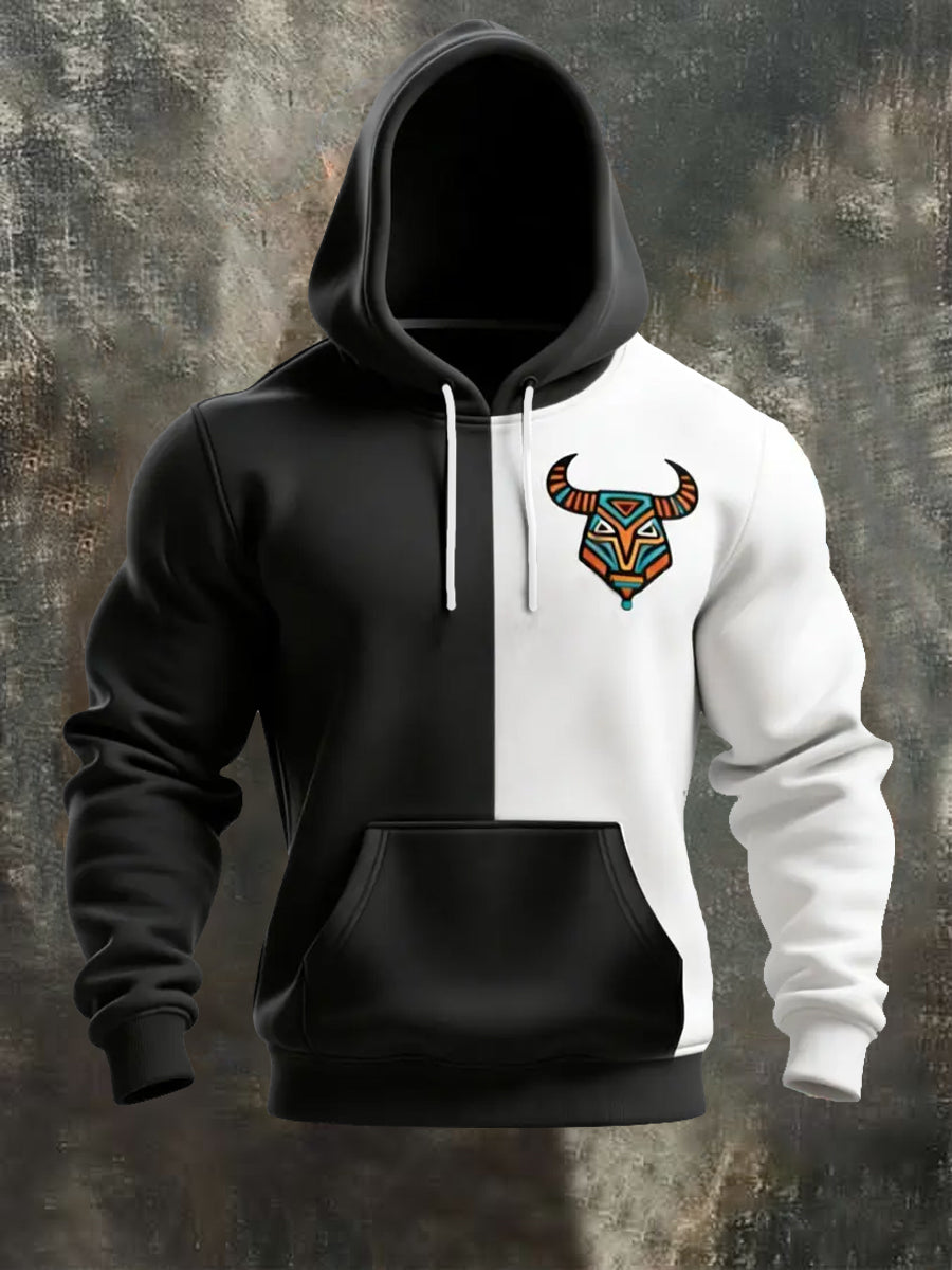 Men's Retro Western Aztec Print Casual Hoodie