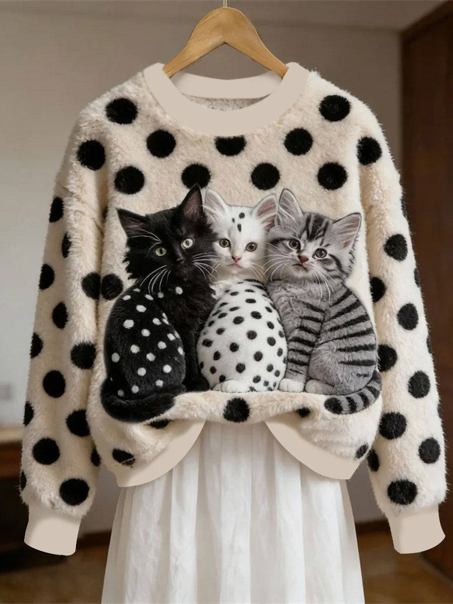 Women's Cute Cats Flannel Sweatshirt