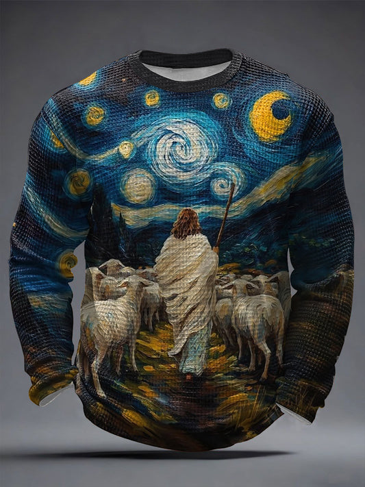 Men's Christian Jesus Shepherd  Waffle Long Sleeve T-Shirt