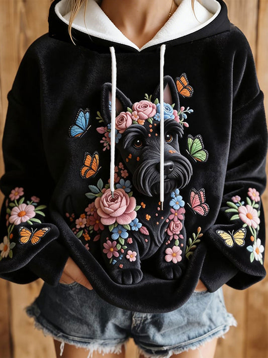 Women's Dog Art Print Casual Hoodie