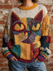 Women's Cat Print Vintage Tops