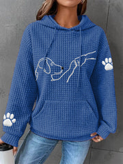 Women's Dog Paw Print Dog Lovers Casual Waffle Hoodie