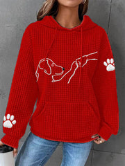 Women's Dog Paw Print Dog Lovers Casual Waffle Hoodie