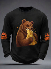 Men's Bears Eating Cheese Football Lover Printed Waffle Tops