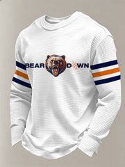 Men's Bear Down Football Fans Gameday Casual Waffle Long Sleeve T-Shirt