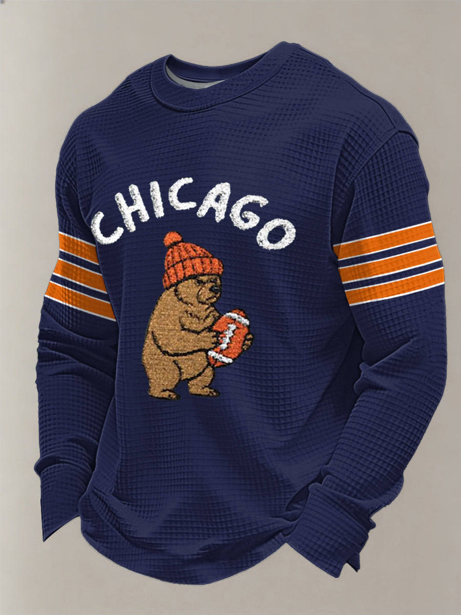 Men's Football Fans Gameday Casual Waffle Long Sleeve T-Shirt