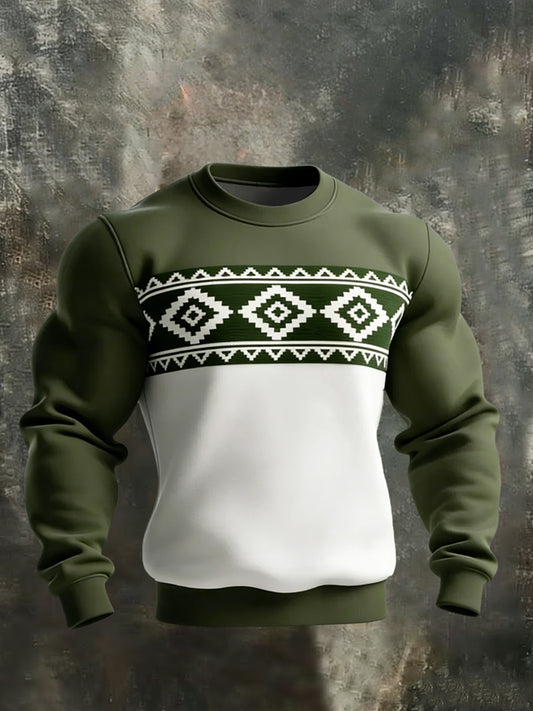Men's Retro Western Aztec Print Casual Sweatshirt