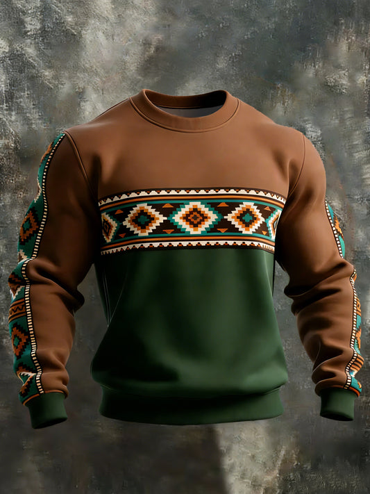 Men's Retro Western Aztec Print Casual Sweatshirt