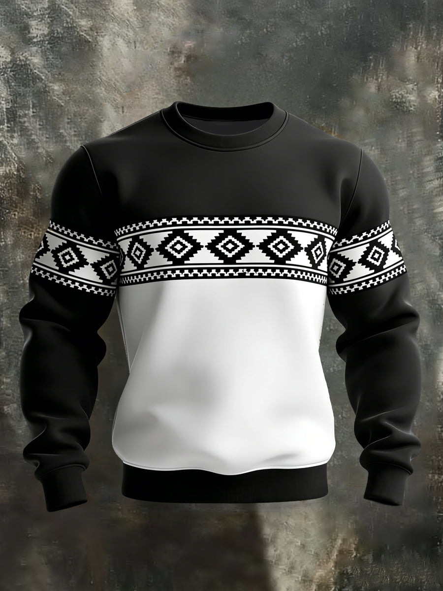 Men's Retro Western Aztec Print Casual Sweatshirt